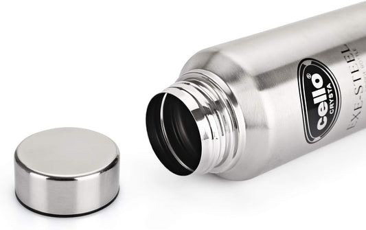 Cello Crysta Stainless Steel Single Walled Water Bottle, 1000ml