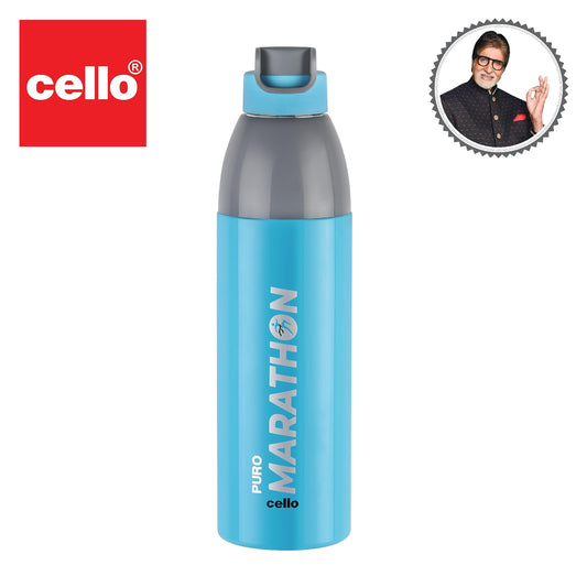 Cello Puro Steel-X Marathon | Inner Steel Bottle | PU Insulation | Cold Insulated Bottle | Best Usage for Office/School/College/Gym/Picnic/Home/Fridge
