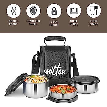 Milton Tasty Lunch - Steel Soft-line Tiffin - 4 Cont
