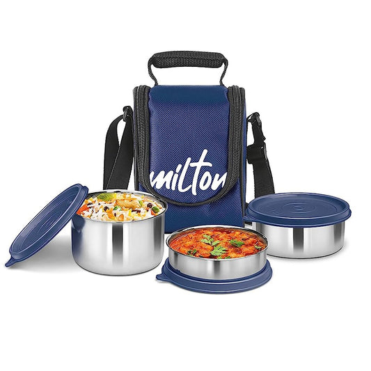 Milton Tasty Lunch - Steel Soft-line Tiffin - 3 Cont