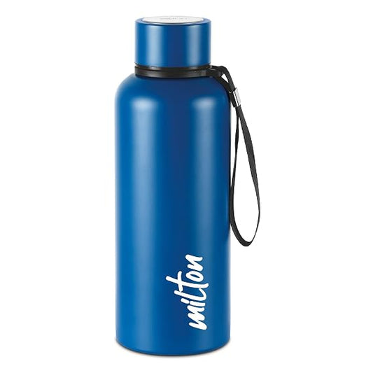 Milton Aura 750 Thermosteel Water Bottle 725 ml, 24 Hr Hot and Cold I Leak Proof Lid I Dark Blue