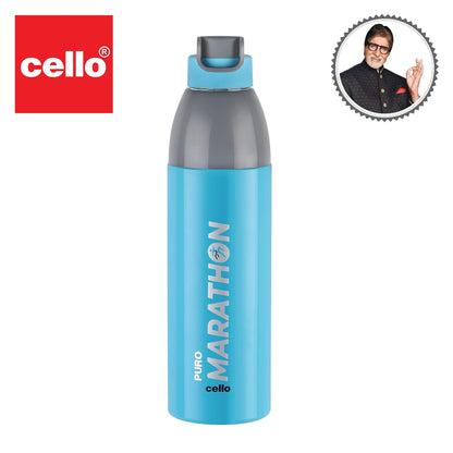 Cello Puro Steel-X Marathon | Inner Steel Bottle | PU Insulation | Cold Insulated Bottle | Best Usage for Office/School/College/Gym/Picnic/Home/Fridge