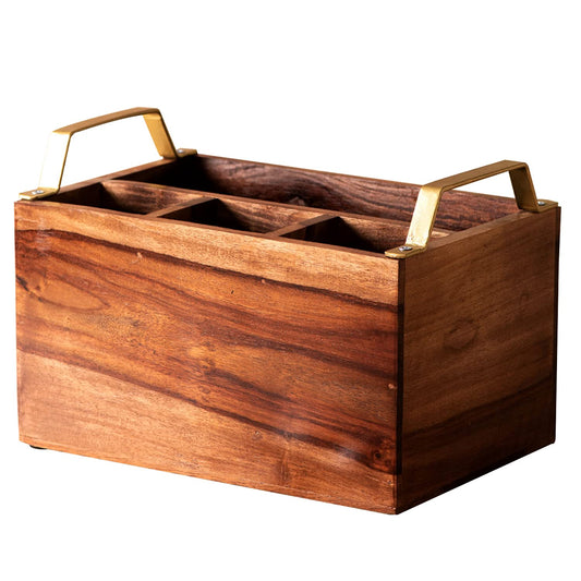 Woodee Cutlery Holder 4 Partition with Handle