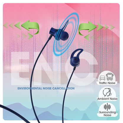 ZEBRONICS Yoga 9 with 45 Hours Backup, Bluetooth v5.2 Wireless Neckband, ENC Calling, Gaming Mode (Upto 50ms), Voice Assistant, Dual Pairing, Splash Proof and Type C