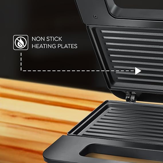 Judge by Prestige 800 Watts Sandwich Maker with Sandwich Grill / Plain Plates (03)| Power Indicators | Non-Stick Heating Plate |Heat resistant Body