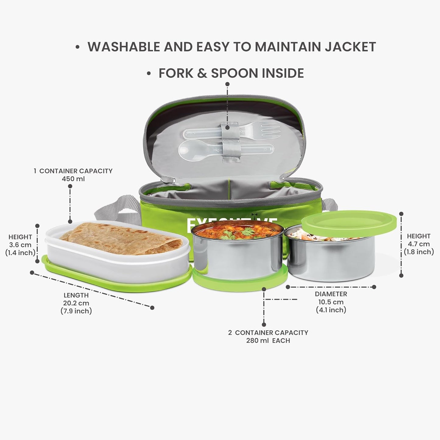 Milton Back to School Executive Lunch Box (3 Containers) + Milton Stainless Steel Aqua Water Bottle 1000 Set