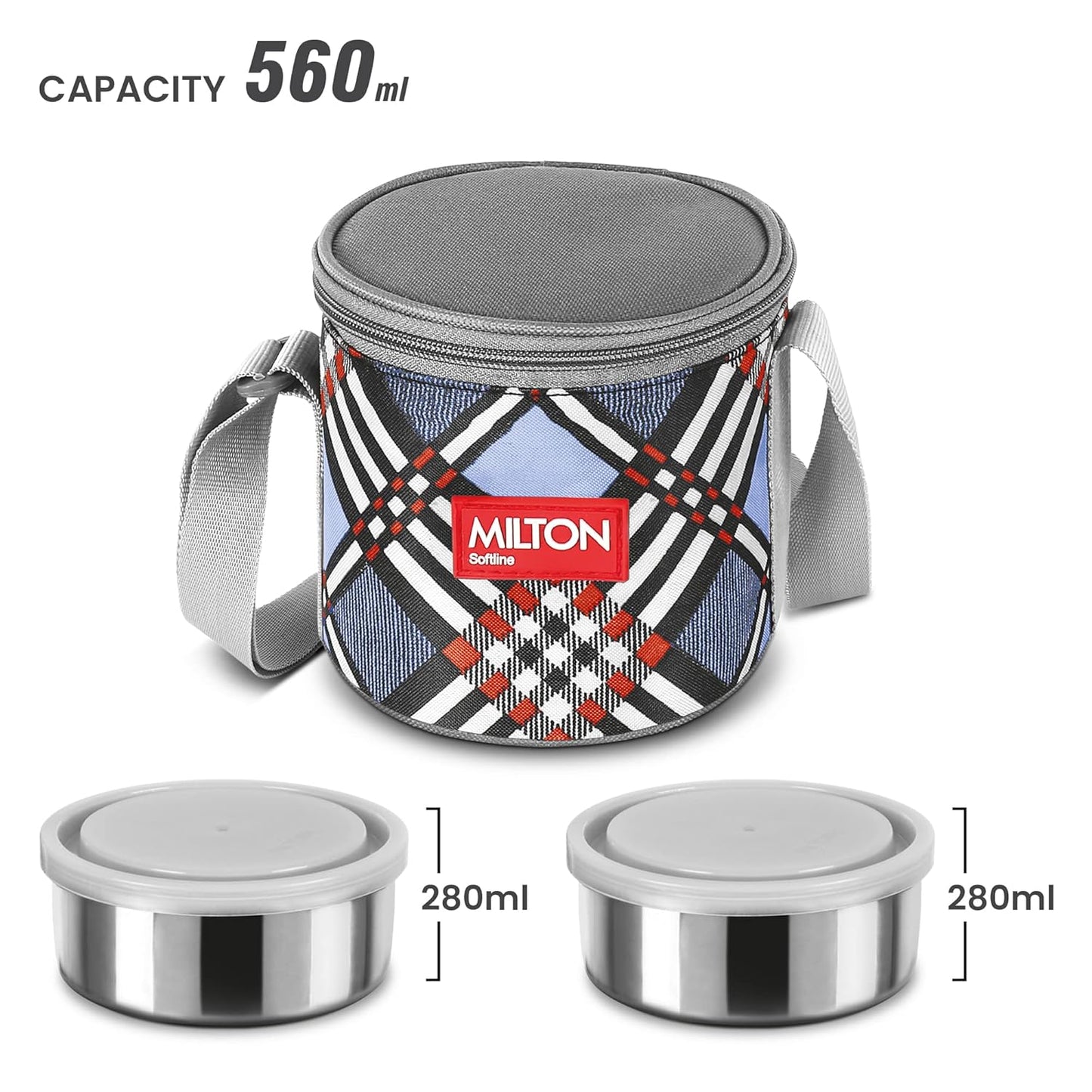 Milton Steel Treat 2 Stainless Steel Tiffin, 2 Containers, 280 ml Each with Jacket