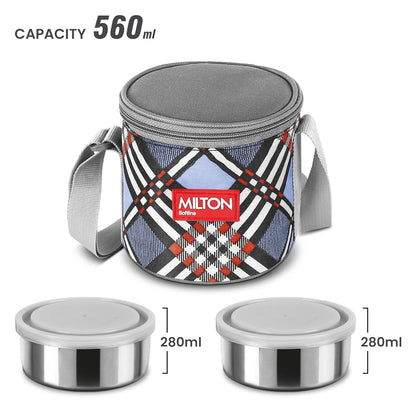 Milton Steel Treat 2 Stainless Steel Tiffin, 2 Containers, 280 ml Each with Jacket