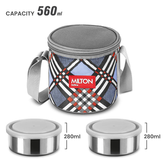 Milton Steel Treat 2 Stainless Steel Tiffin, 2 Containers, 280 ml Each with Jacket