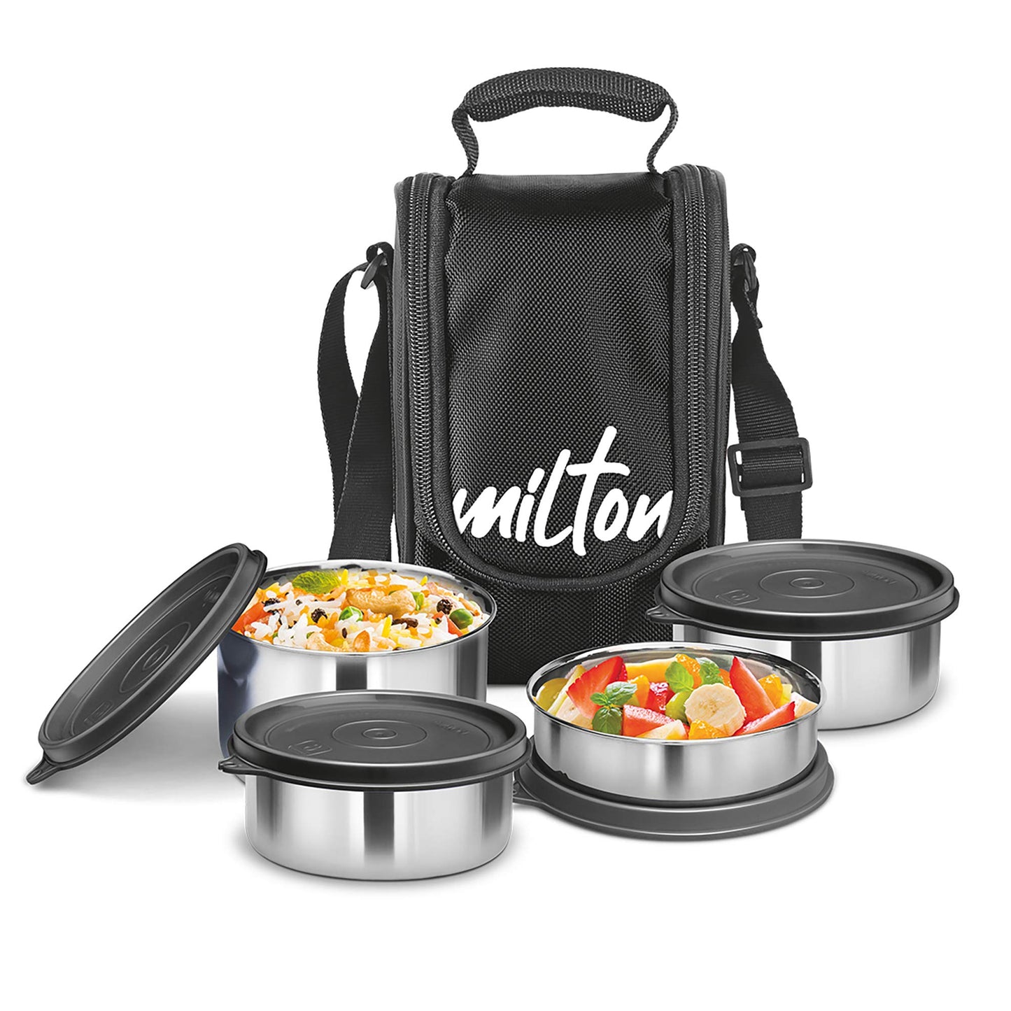 Milton Tasty Lunch - Steel Soft-line Tiffin - 3 Cont