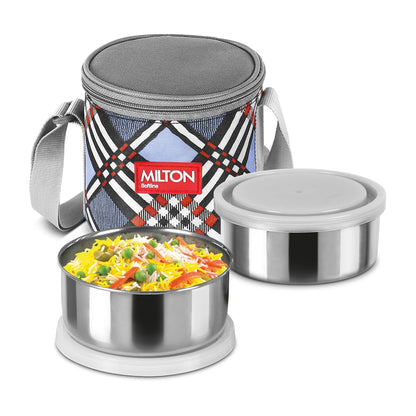 Milton Steel Treat 2 Stainless Steel Tiffin, 2 Containers, 280 ml Each with Jacket