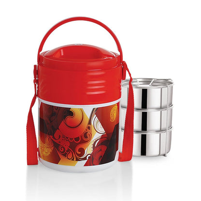 Cello Meal Kit Plastic Tiffin Box | Stainless Steel Containers 355ml Each | Leak Proof | Food Grade | Easy to Carry | Insulated Lunch Box for Office, Travelling