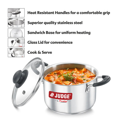 Judge by Prestige Stainless Steel Casserole with Glass Lid
