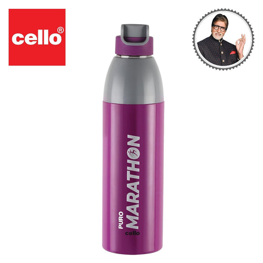 Cello Puro Steel-X Marathon | Inner Steel Bottle | PU Insulation | Cold Insulated Bottle | Best Usage for Office/School/College/Gym/Picnic/Home/Fridge