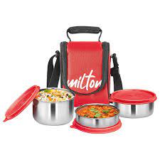 Milton Tasty Lunch - Steel Soft-line Tiffin - 3 Cont