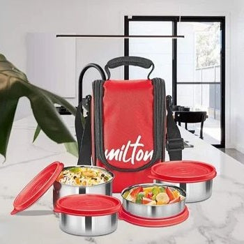 Milton Tasty Lunch - Steel Soft-line Tiffin - 4 Cont