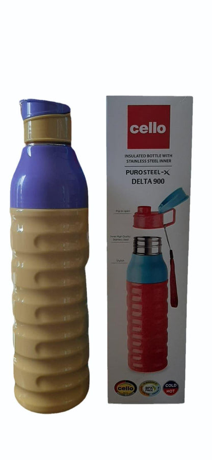 Cello Puro Steel-X Delta | Inner Steel Bottle | PU Insulation | Cold Insulated Bottle | Best Usage for Office/School/College/Gym/Picnic/Home/Fridge