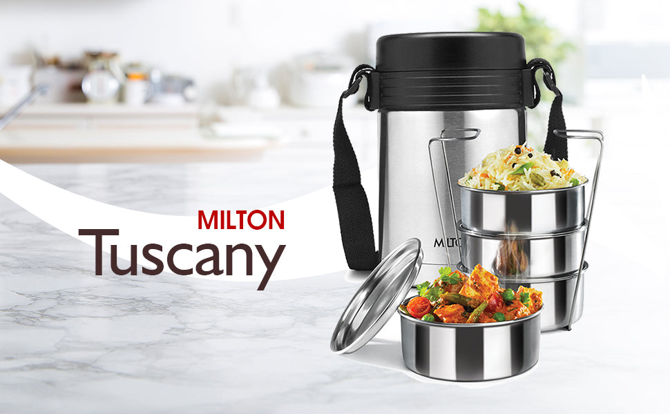 Milton SS Thermosteel Tiffin Tuscany with Carry Case (Cont - 300ml Each)