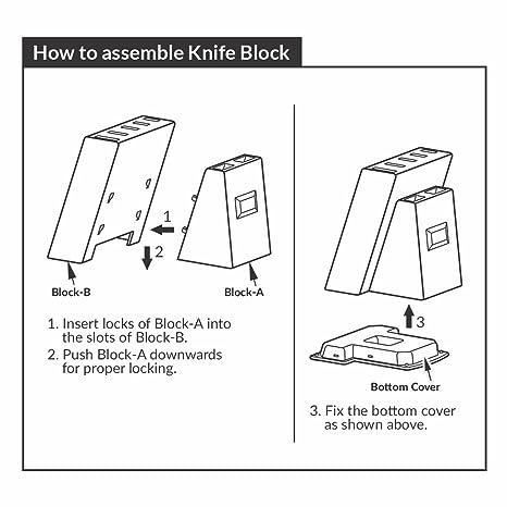 Kohe 8 PCS Stainless Steel Kitchen Knife Set with Block, Knife Holder for Kitchen, 5 Knives, 2 Peelers and 1 Scissors
