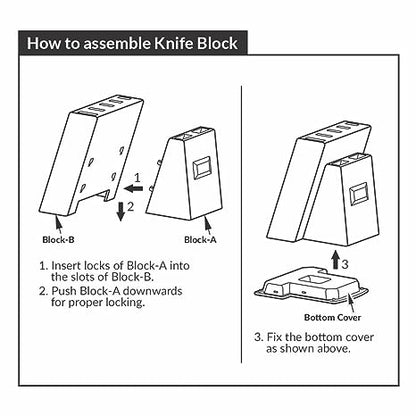 Kohe 8 PCS Stainless Steel Kitchen Knife Set with Block, Knife Holder for Kitchen, 5 Knives, 2 Peelers and 1 Scissors